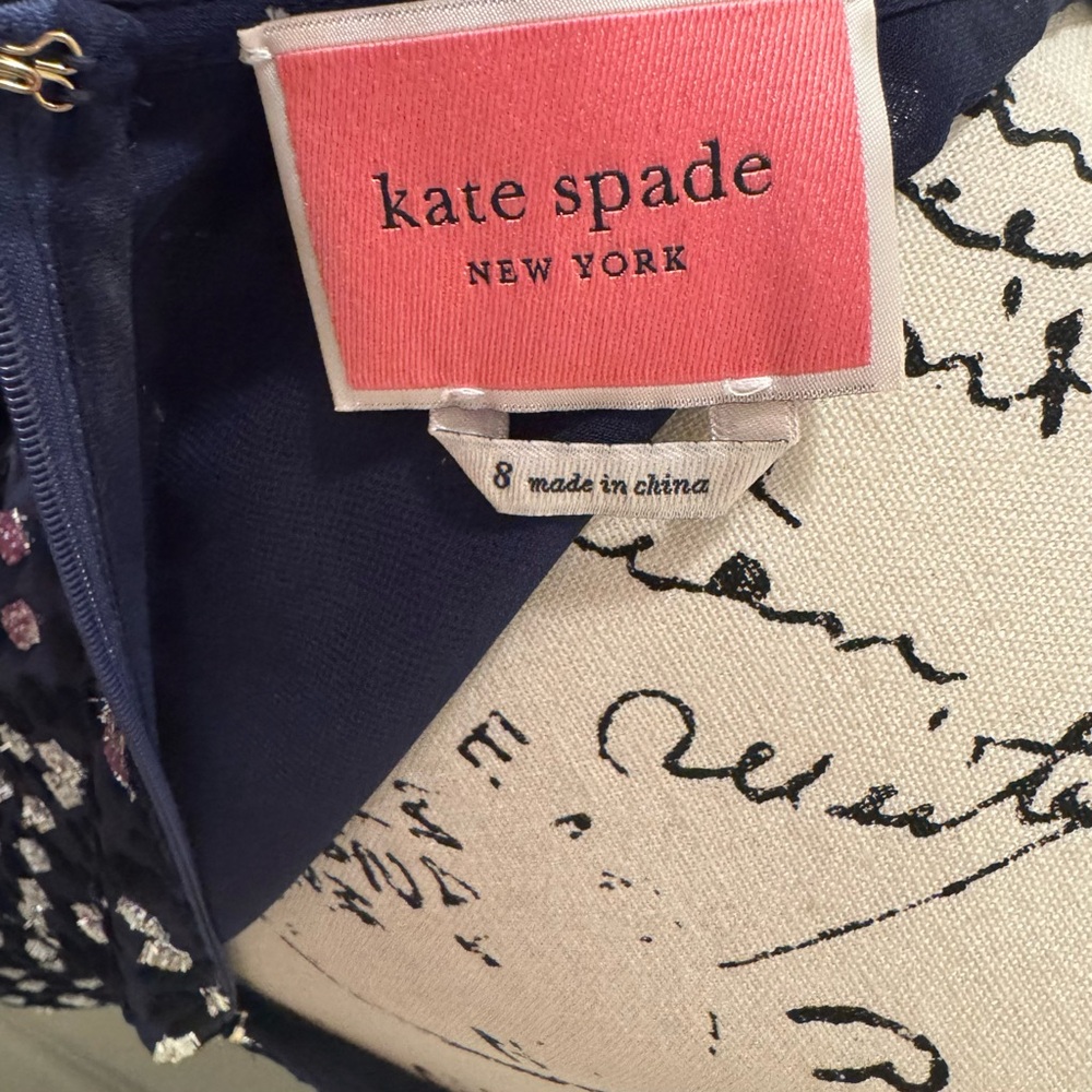 Kate Spade Navy and silver metallic Long Sleeve Dress - Picture 8 of 9
